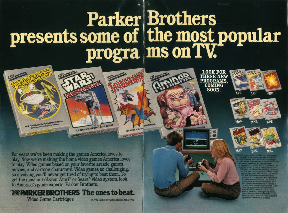 Реклама игр Parker Brothers с The Incredible Hulk на Atari 2600